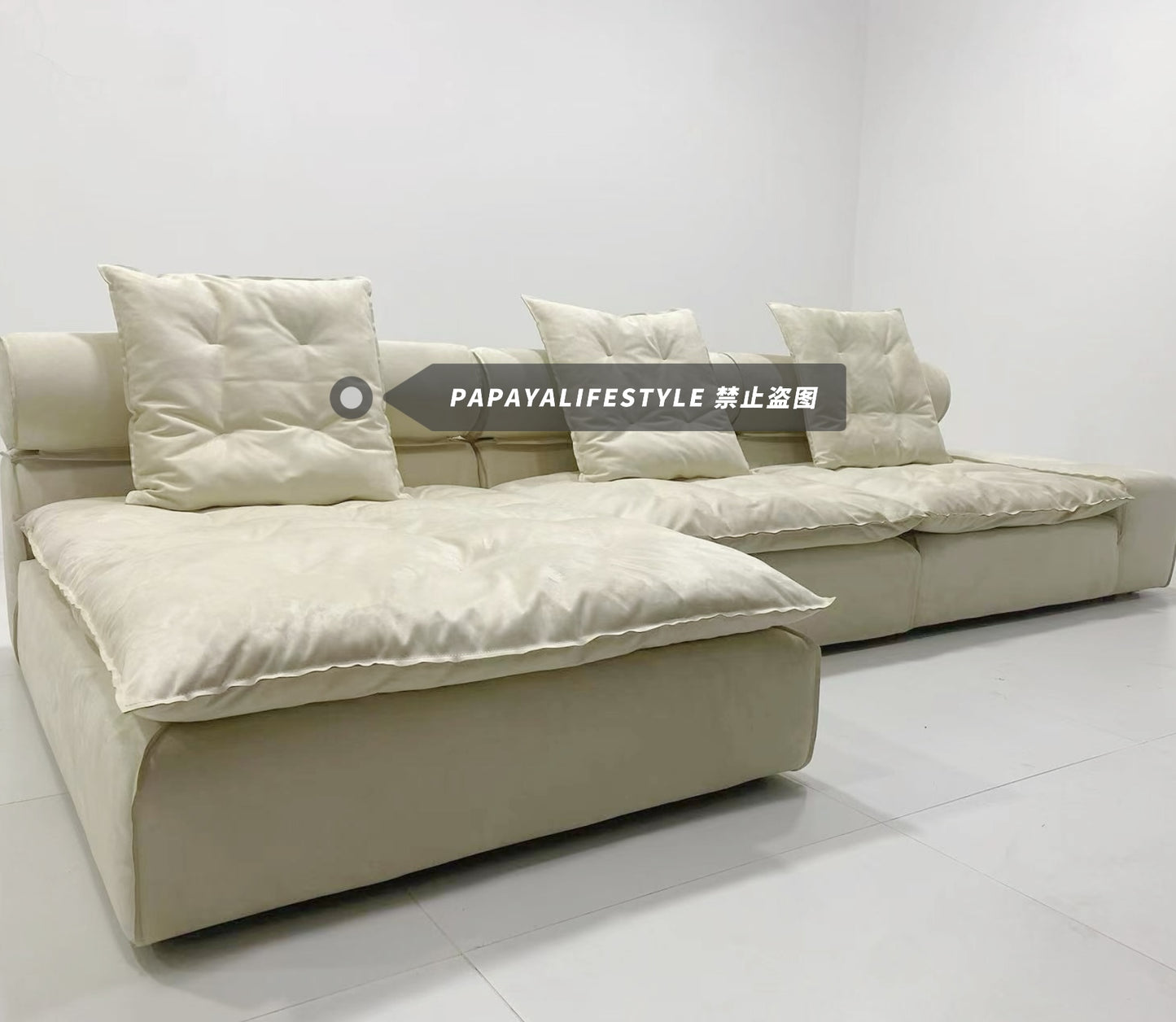 142 Inch Anti-Scratch Cream White Sofa