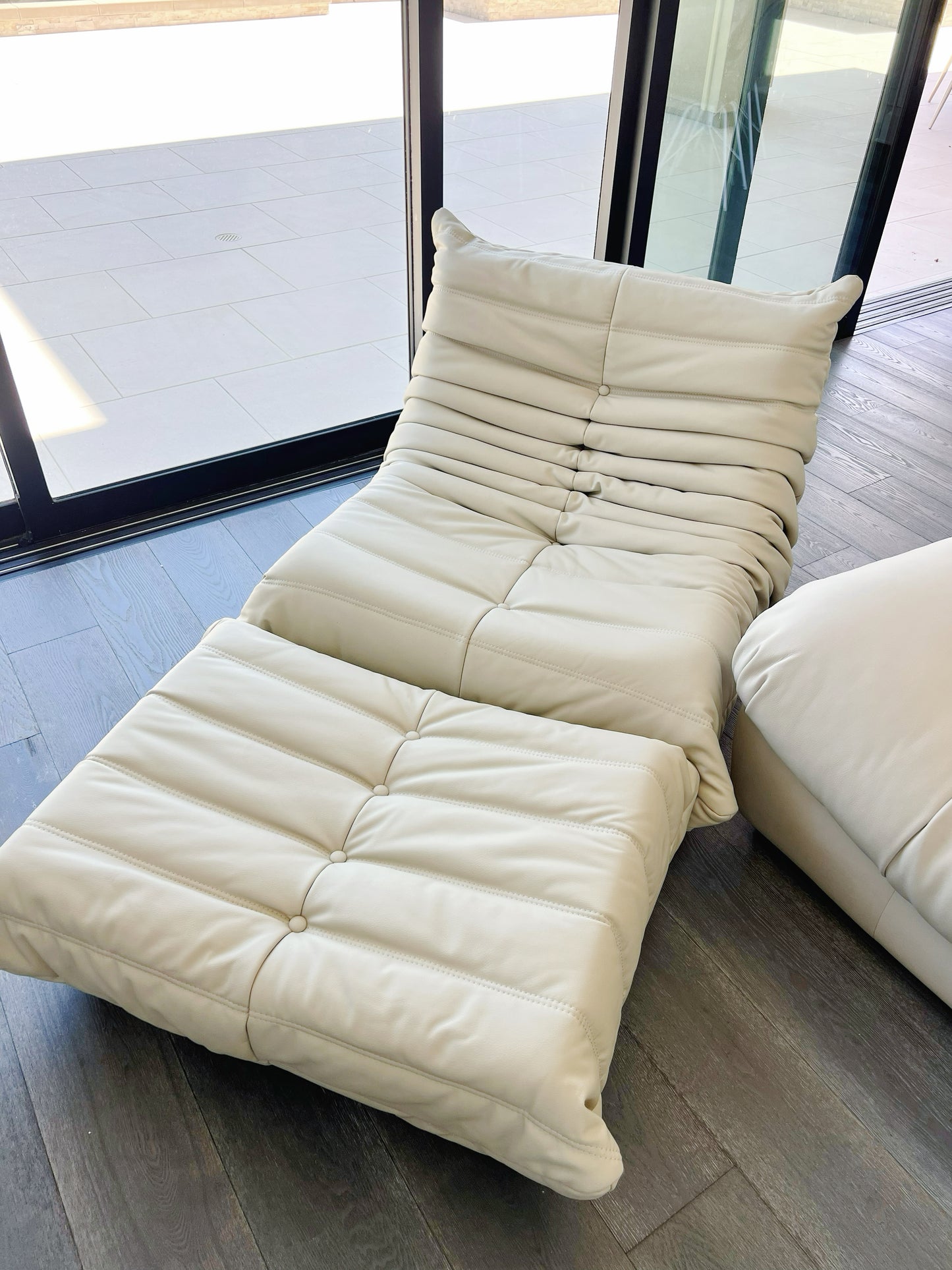 Memory Foam Leathaire Lazy Sofa+Ottoman